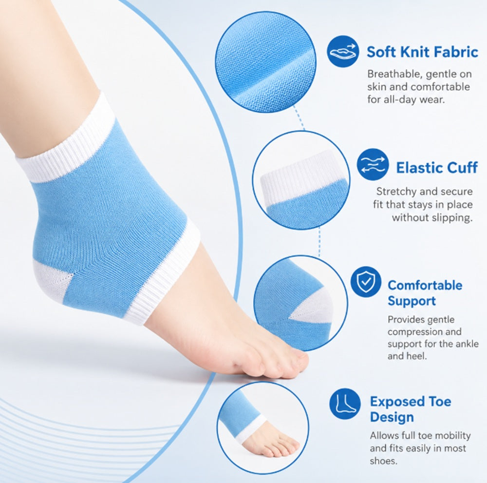 2-Pair Gel-Lined Open-Toe Heel Socks | TIKA