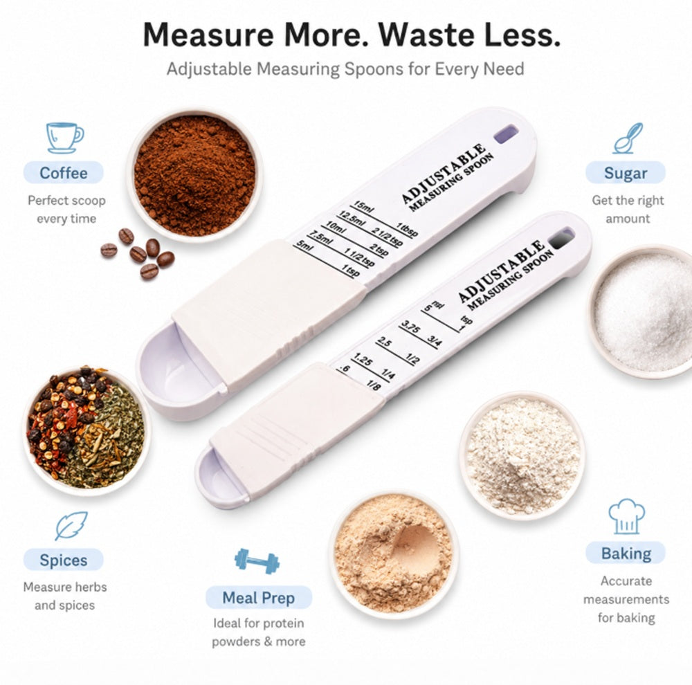 2-Piece Adjustable Measuring Spoon Set for Baking & Cooking | TIKA