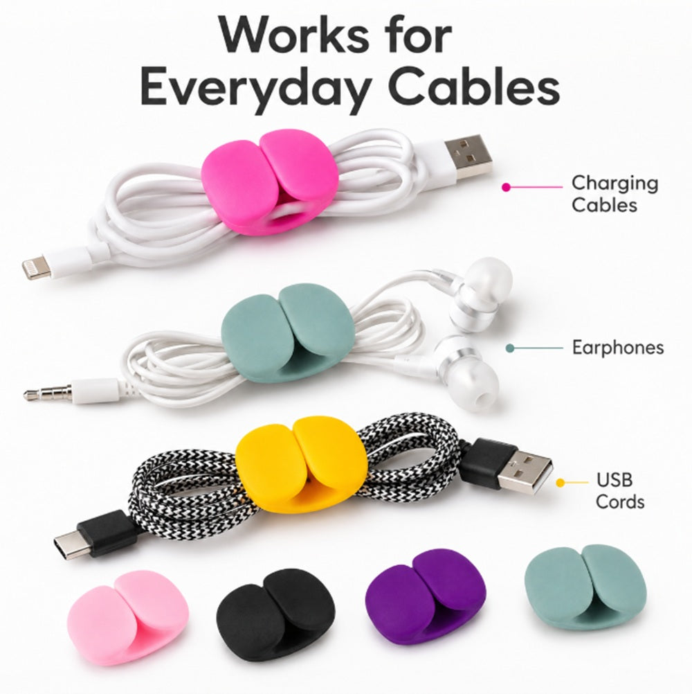 6-Pack Silicone Cable Organizer Clips | TIKA