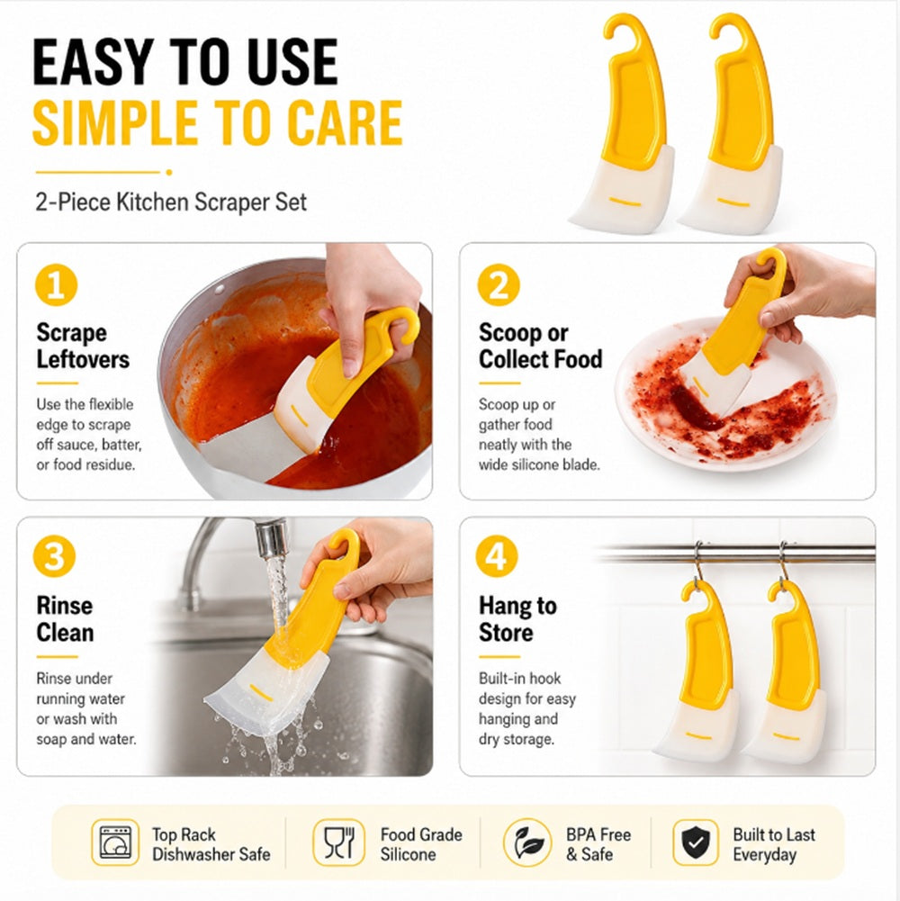 2-Pack Silicone Pot Scrapers for Cookware | TIKA