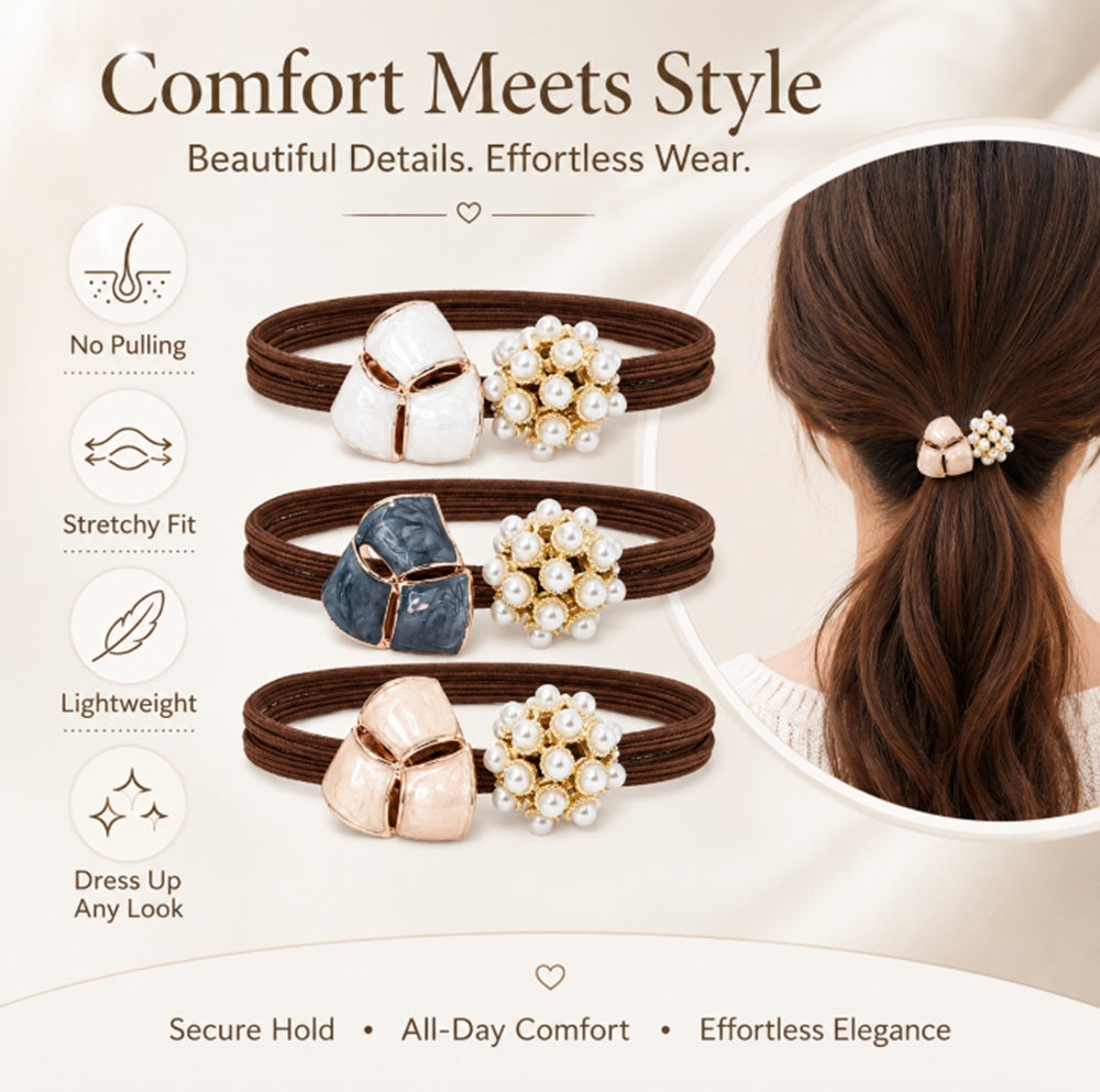 3-Pack Non-Slip Elastic Hair Ties for Women & Girls | TIKA