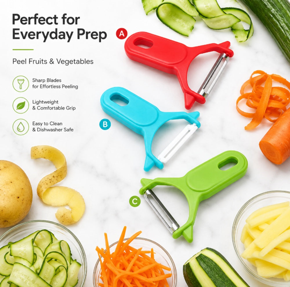 Stainless Steel Swivel Vegetable & Fruit Peelers, 3 Pack – TIKA