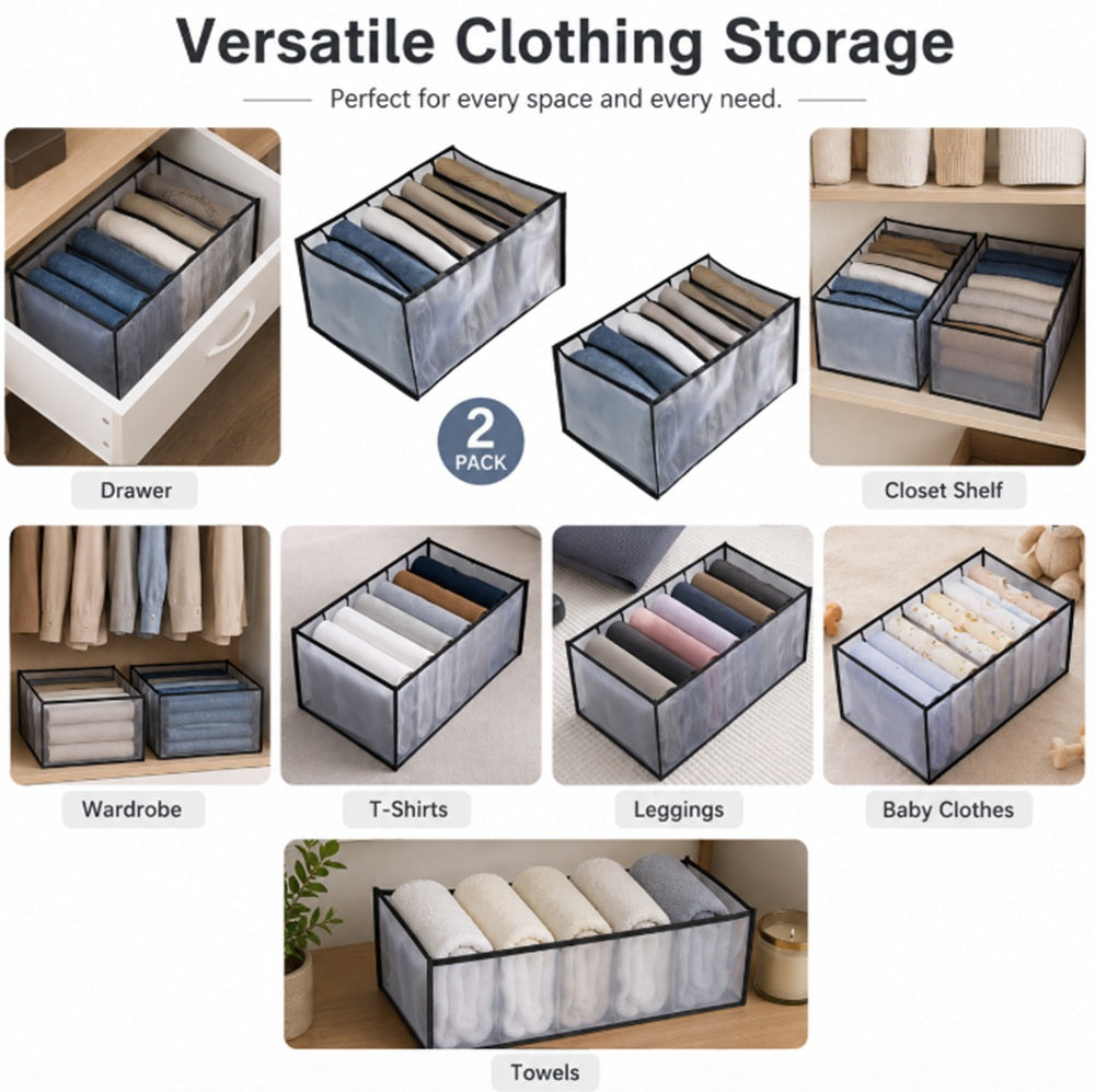2-Pack Foldable Drawer & Closet Organizer Bins | TIKA