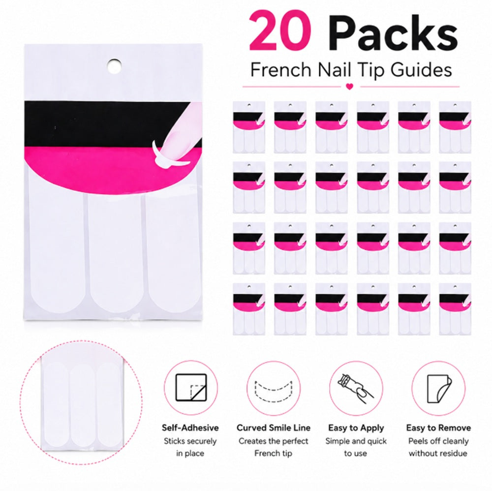 20-Pack French Manicure Nail Guide Stickers | TIKA