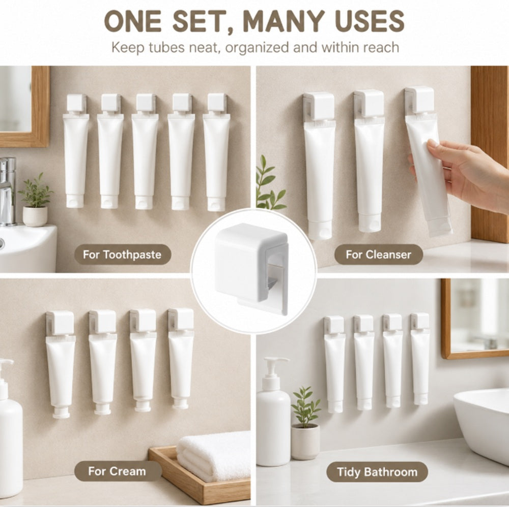 4-Pack Wall-Mount Toothpaste Tube Squeezer Clips | TIKA