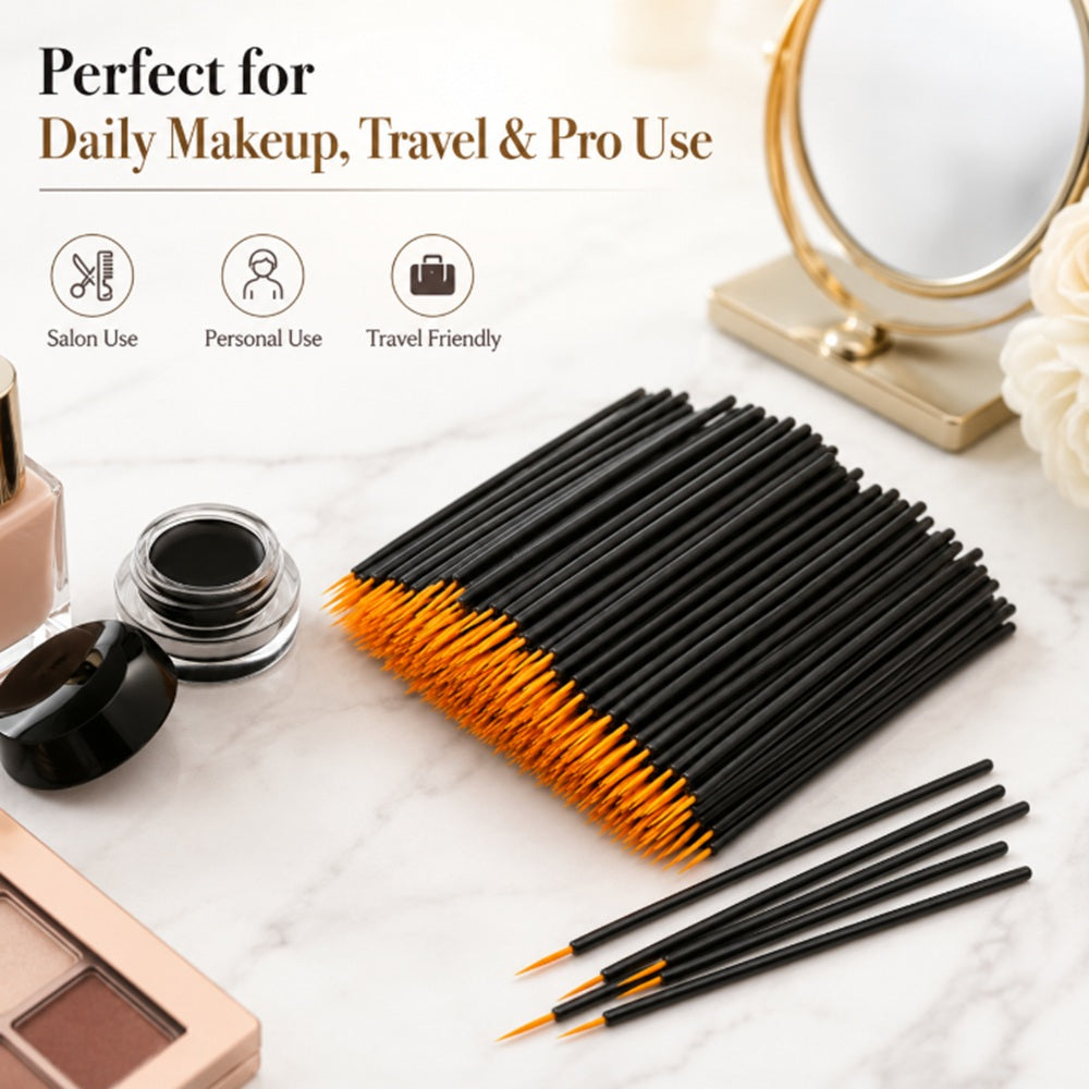 100-Pack Disposable Fine-Tip Eyeliner Brushes | TIKA