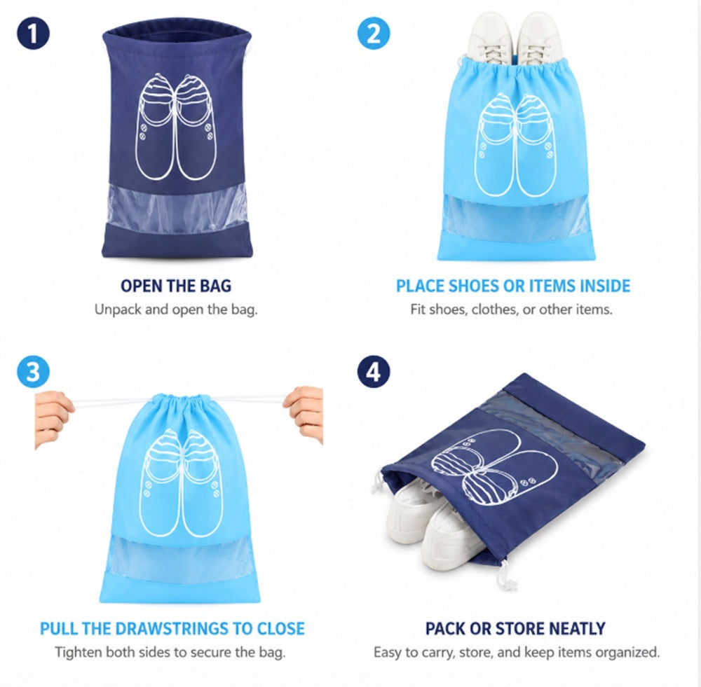 8-Pack Drawstring Travel Shoe Bags | TIKA