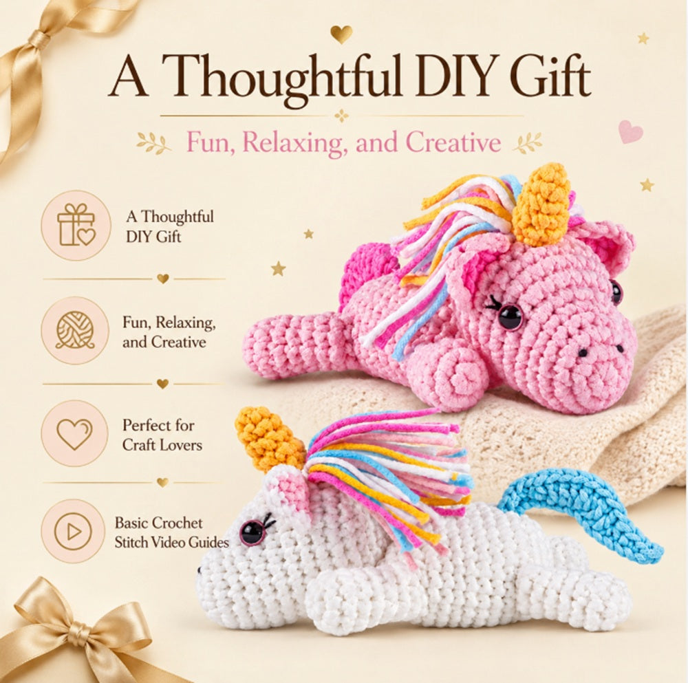 Unicorn Crochet Kit for Beginners, 2 Pack with Video Tutorial – TIKA