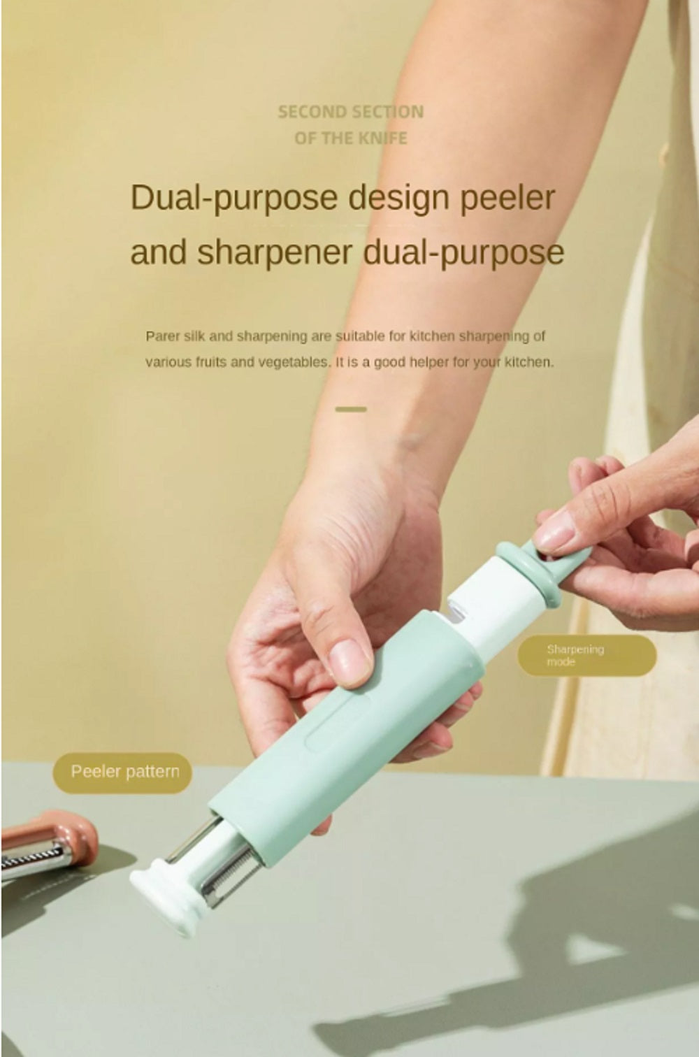 2-in-1 Knife Sharpener & Peeler, 2-Stage Sharpening – TIKA