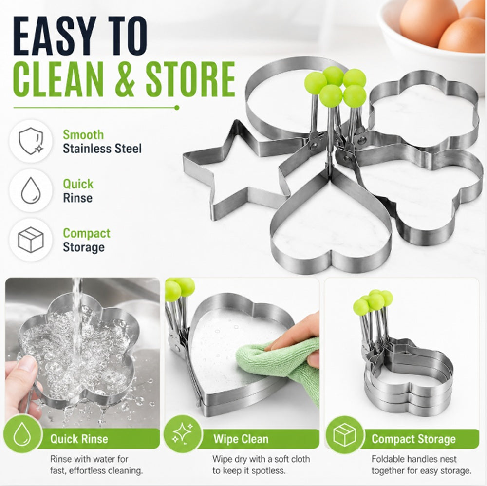 5-Pack Stainless Steel Nonstick Egg & Pancake Rings | TIKA