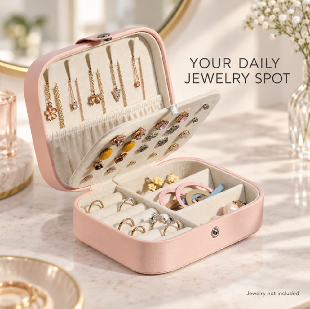 Compact Leather Travel Jewelry Organizer Box | TIKA