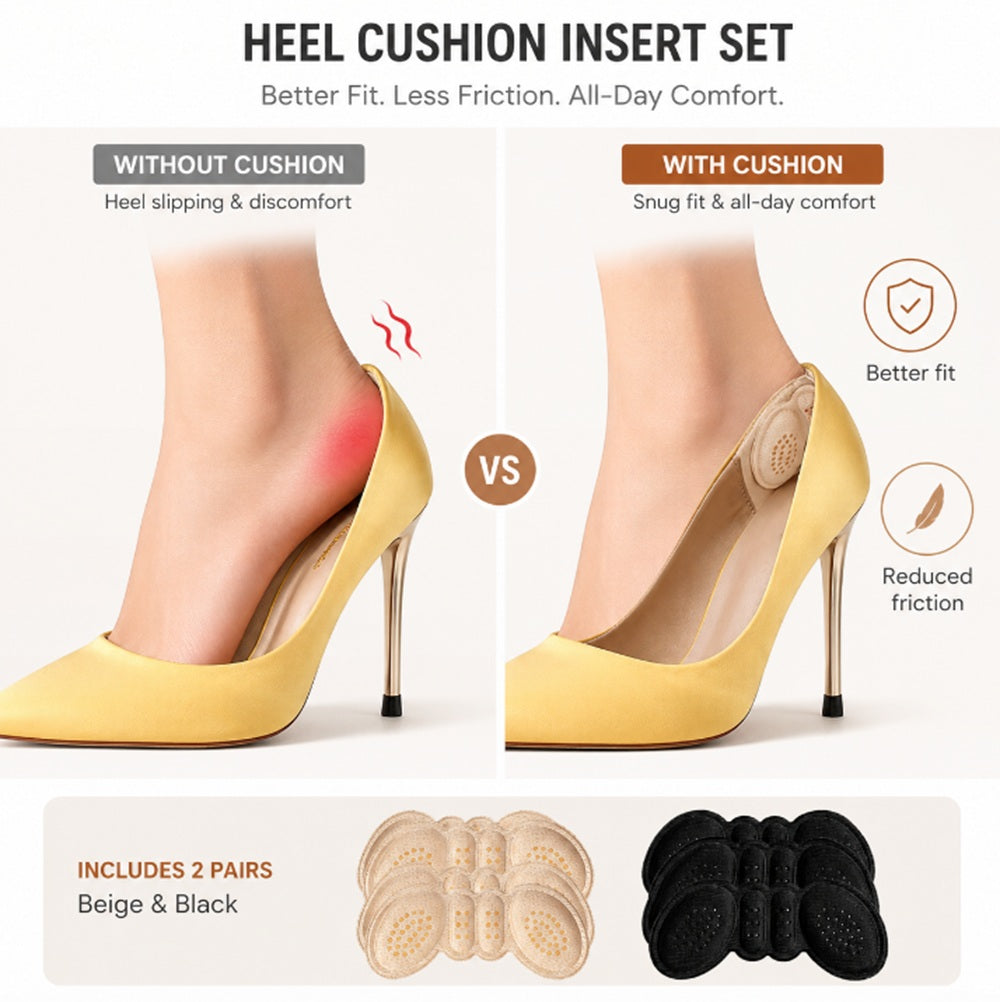 4-Pair Self-Adhesive Heel Grips & Shoe Cushion Pads | TIKA