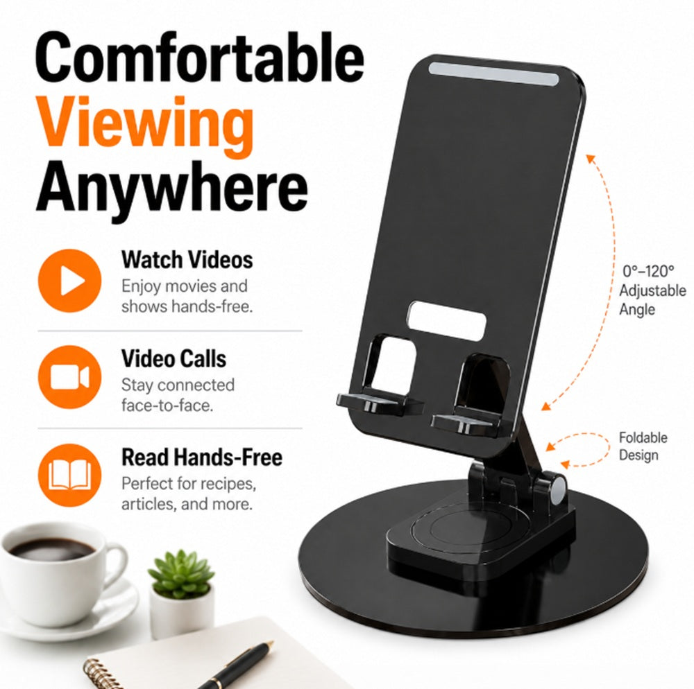 360° Rotating Foldable Phone & Tablet Desk Stand | TIKA