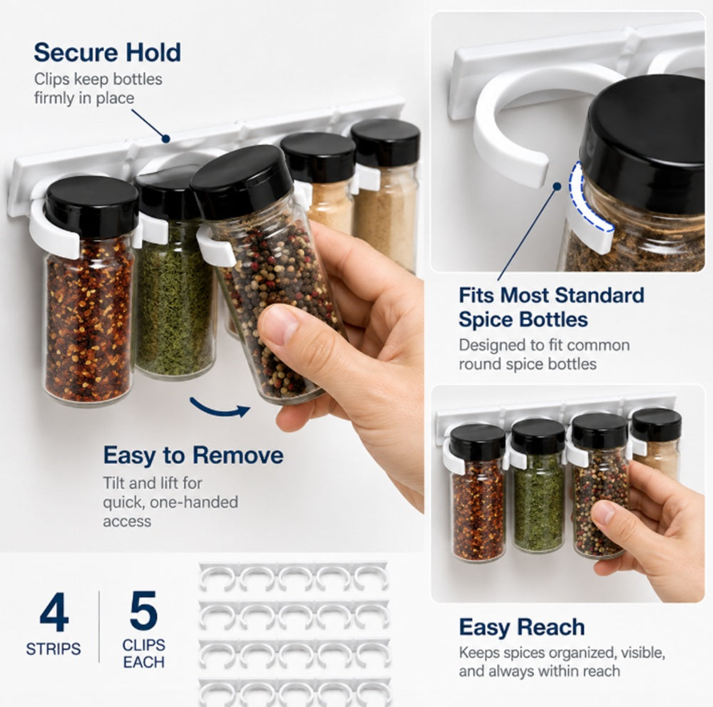 20-Clip Cabinet Door Spice Rack Organizer | TIKA