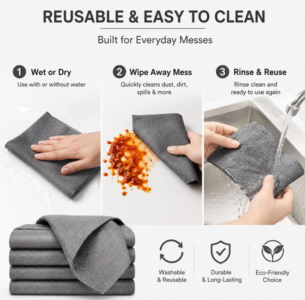 5-Pack Thick Microfiber Cleaning Cloths | TIKA