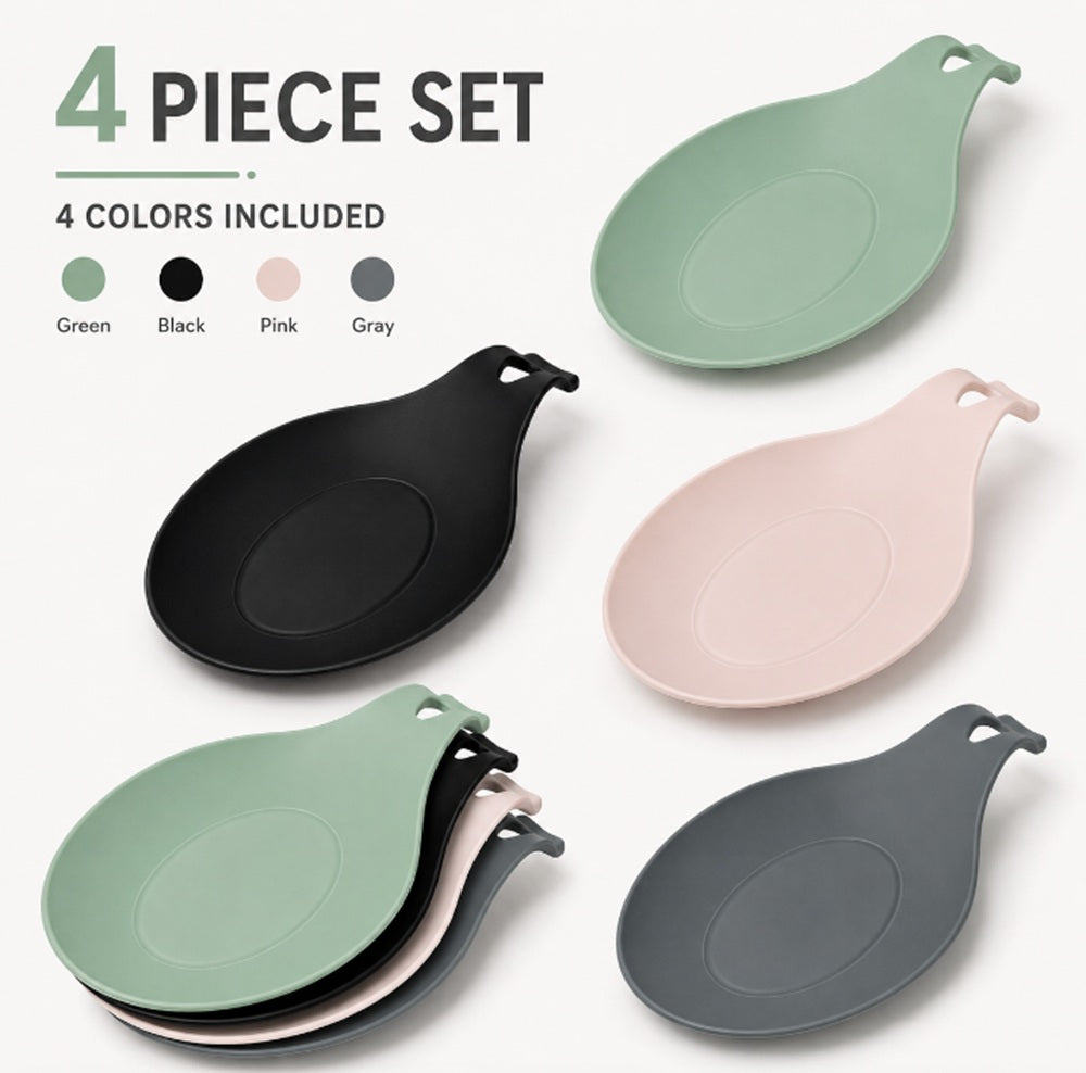 4-Pack BPA-Free Silicone Spoon Rest Set for Stove & Countertop | TIKA