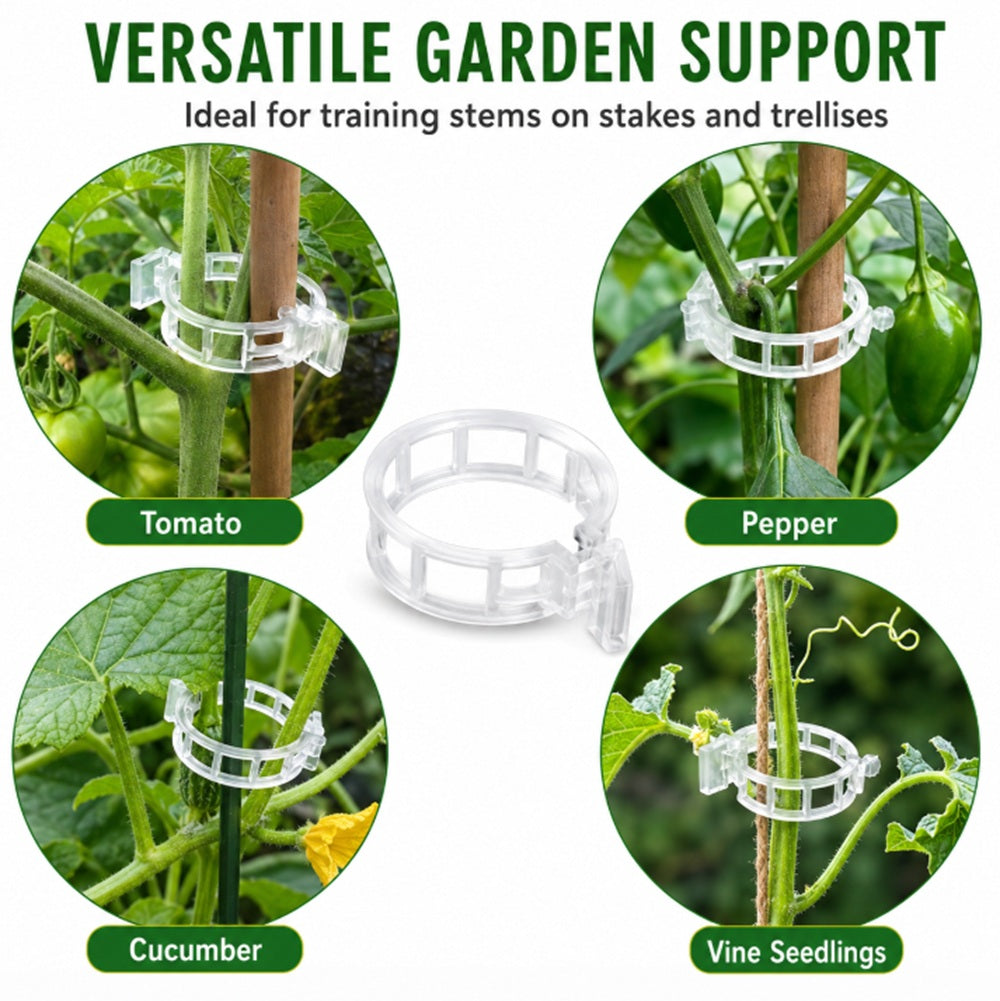 100-Pack Plant Trellis Clips for Tomatoes & Vines | TIKA