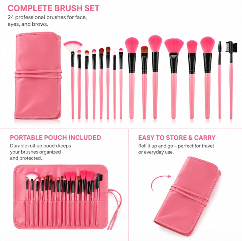 24-Piece Makeup Brush Set with Case | TIKA