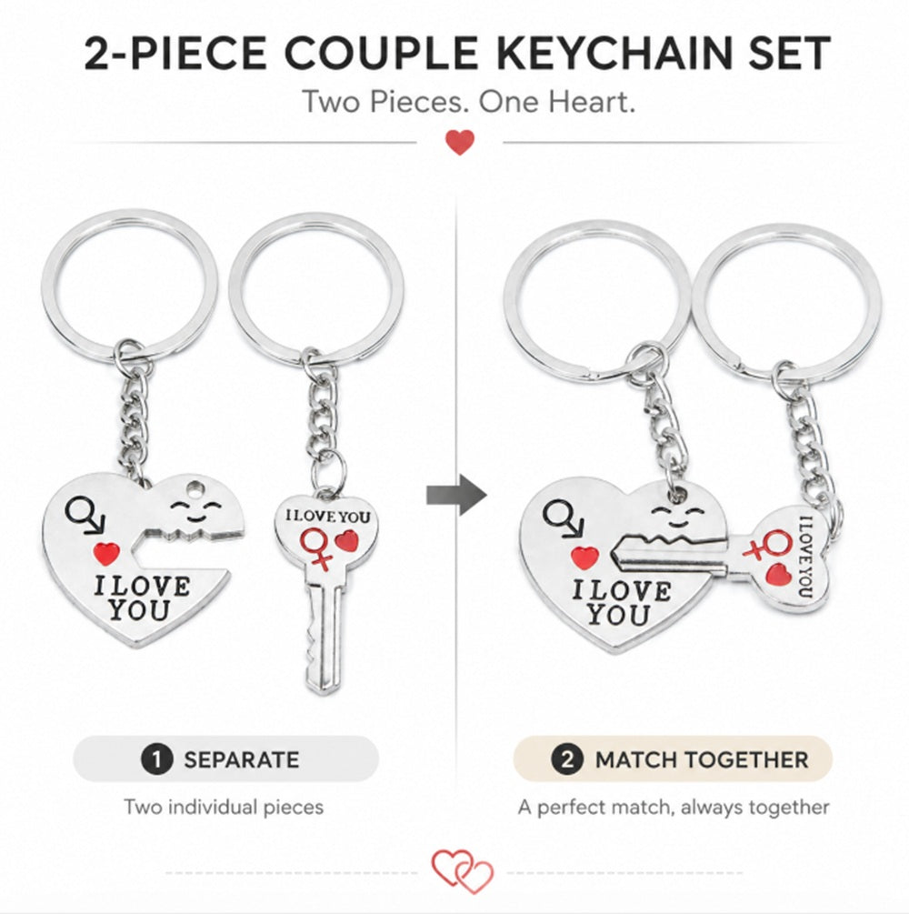 Matching Heart Couple Keychain Set | TIKA