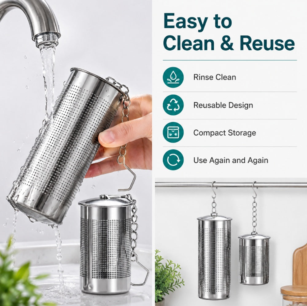 2-Pack Stainless Steel Fine-Mesh Tea Infuser Balls with Chain Hooks | TIKA