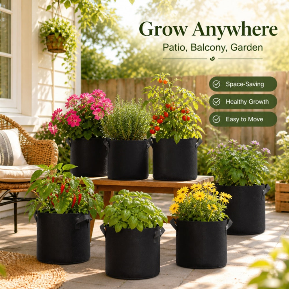 5-Pack 5-Gallon Fabric Grow Bags with Handles | TIKA