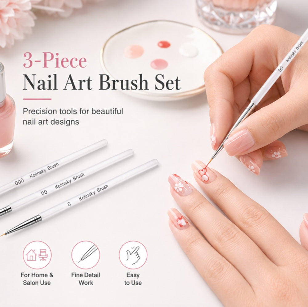 3-Pack Fine Liner Nail Art Brushes | TIKA