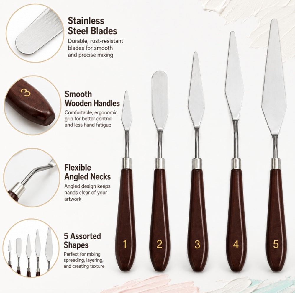5-Piece Stainless Steel Painting Palette Knife Set | TIKA
