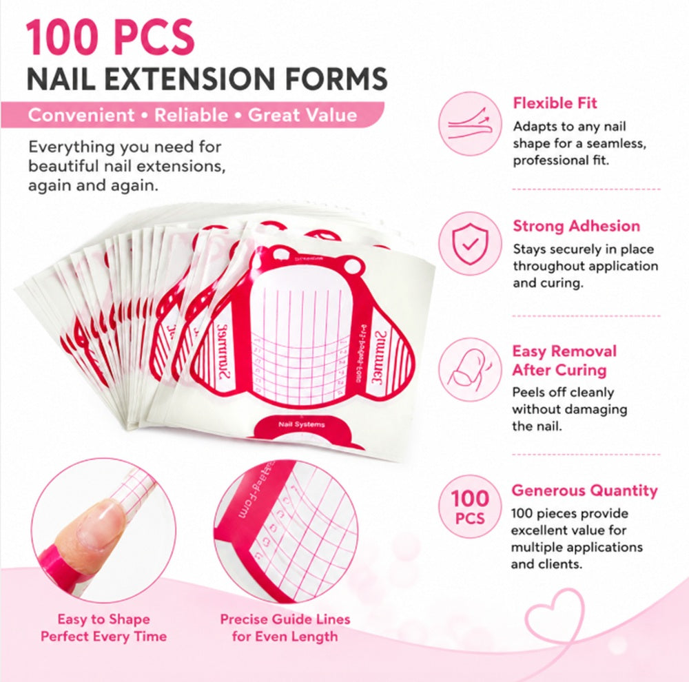100-Pack Nail Extension Form Stickers for Acrylic & UV Gel | TIKA