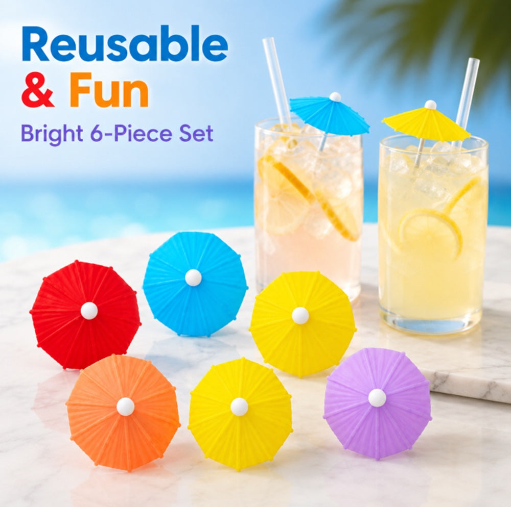 6-Pack Silicone Umbrella Drink Markers | TIKA