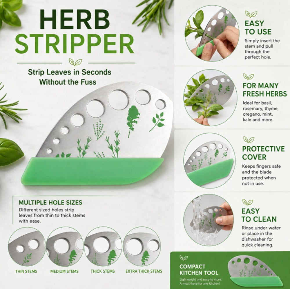 9-Hole Stainless Steel Herb & Kale Stem Stripper | TIKA