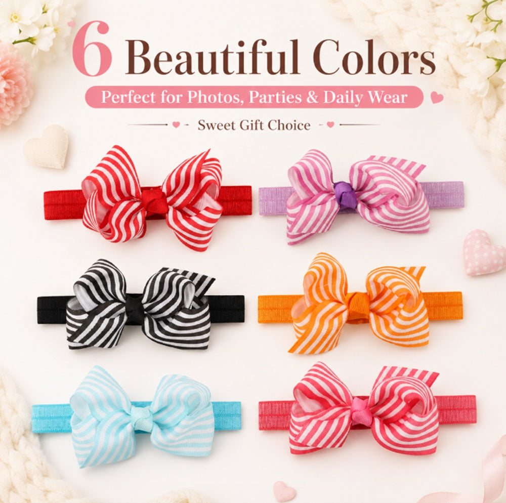 6-Pack Baby Girl Flower & Bow Headbands | TIKA