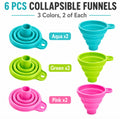 6-Piece Collapsible Silicone Kitchen Funnel Set for Liquid Transfer | TIKA