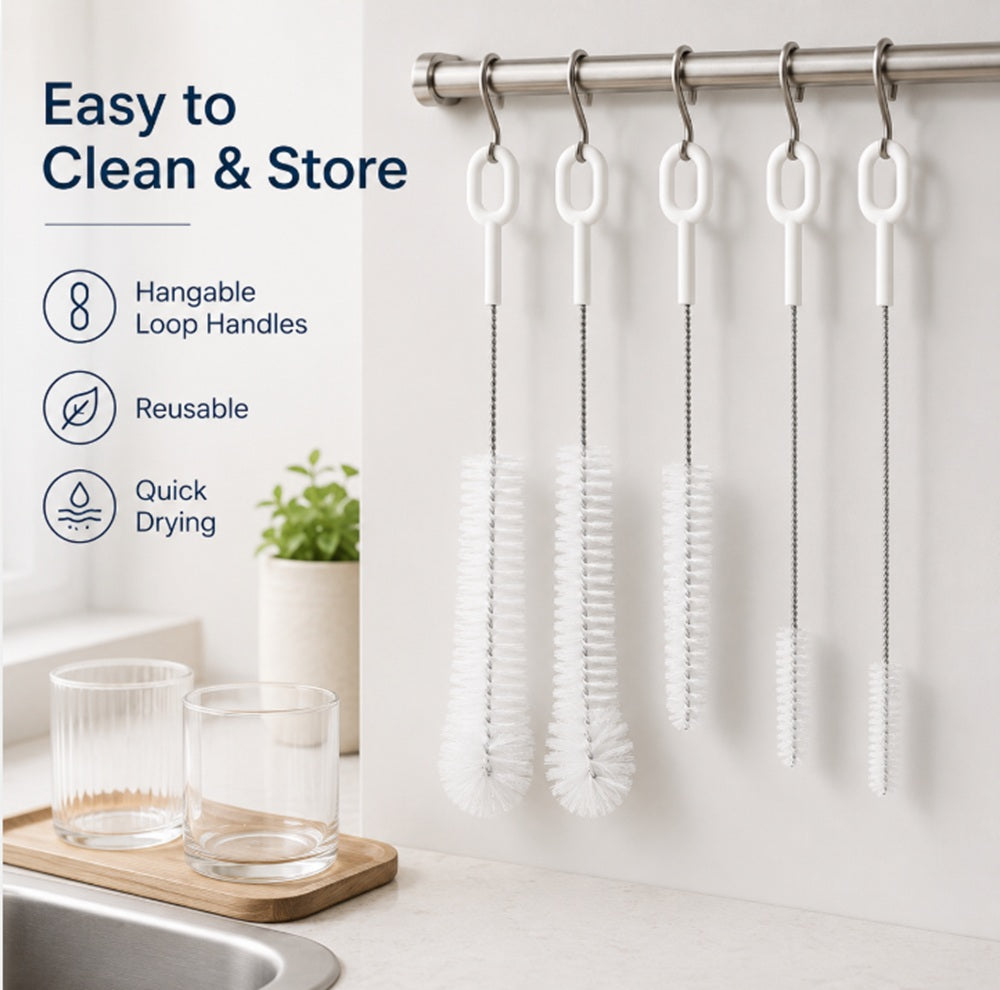5-Pack Stainless Steel Straw Cleaning Brushes | TIKA