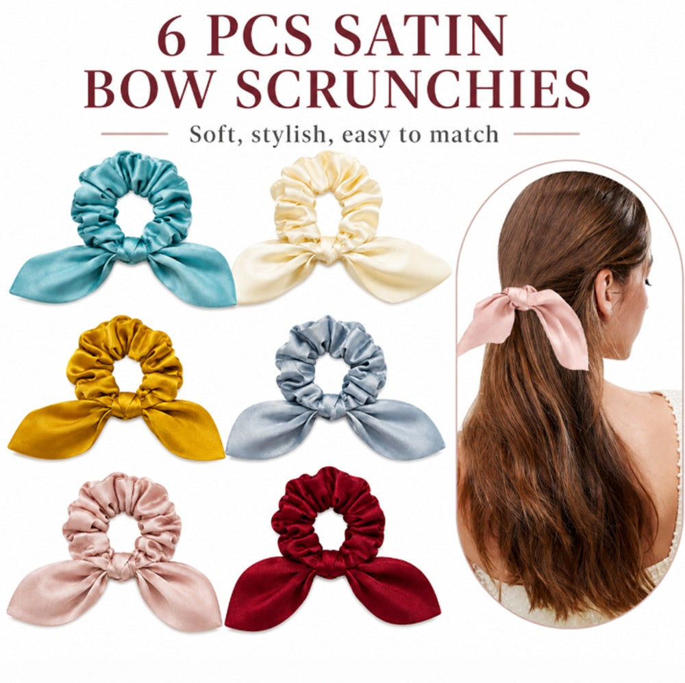 6-Piece Satin Scrunchie Hair Tie Set | TIKA
