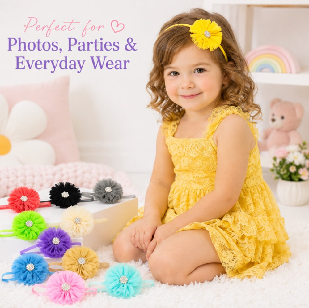 11-Pack Baby Girl Lace Bow & Flower Headbands | TIKA
