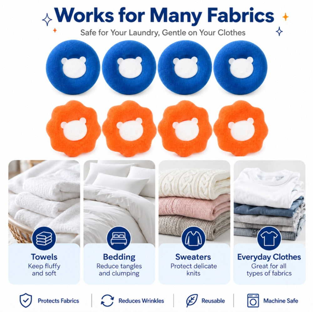8-Pack Reusable Laundry Pet Hair Remover Balls | TIKA