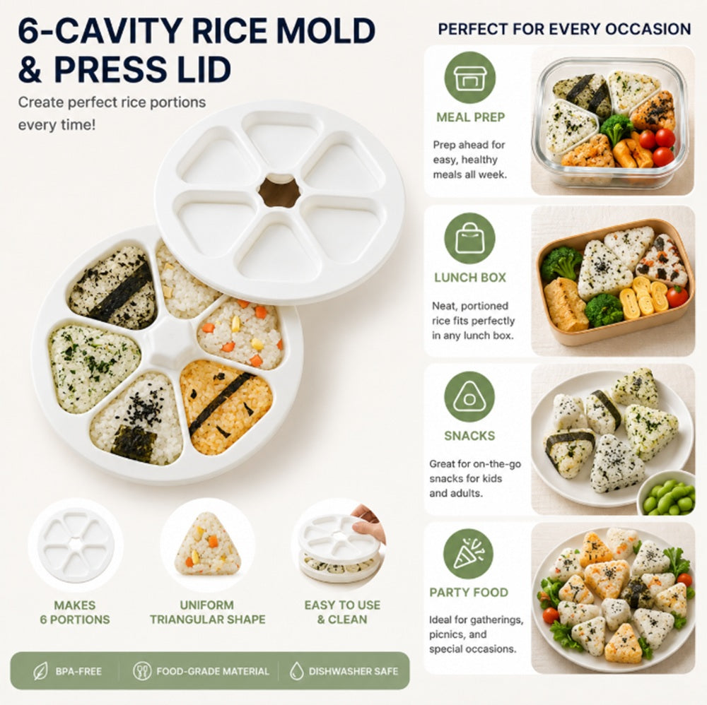 6-in-1 Triangle Onigiri & Rice Ball Mold Set | TIKA