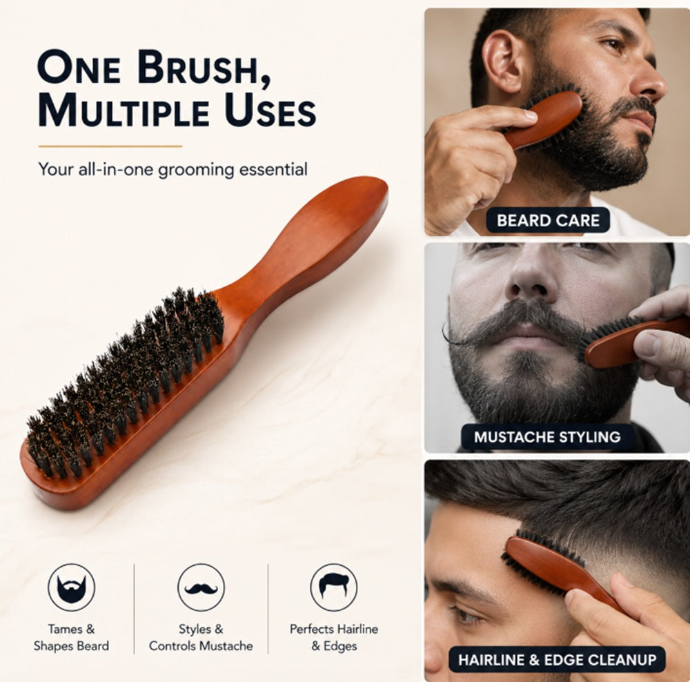 Men’s Boar Bristle Beard & Mustache Brush | TIKA