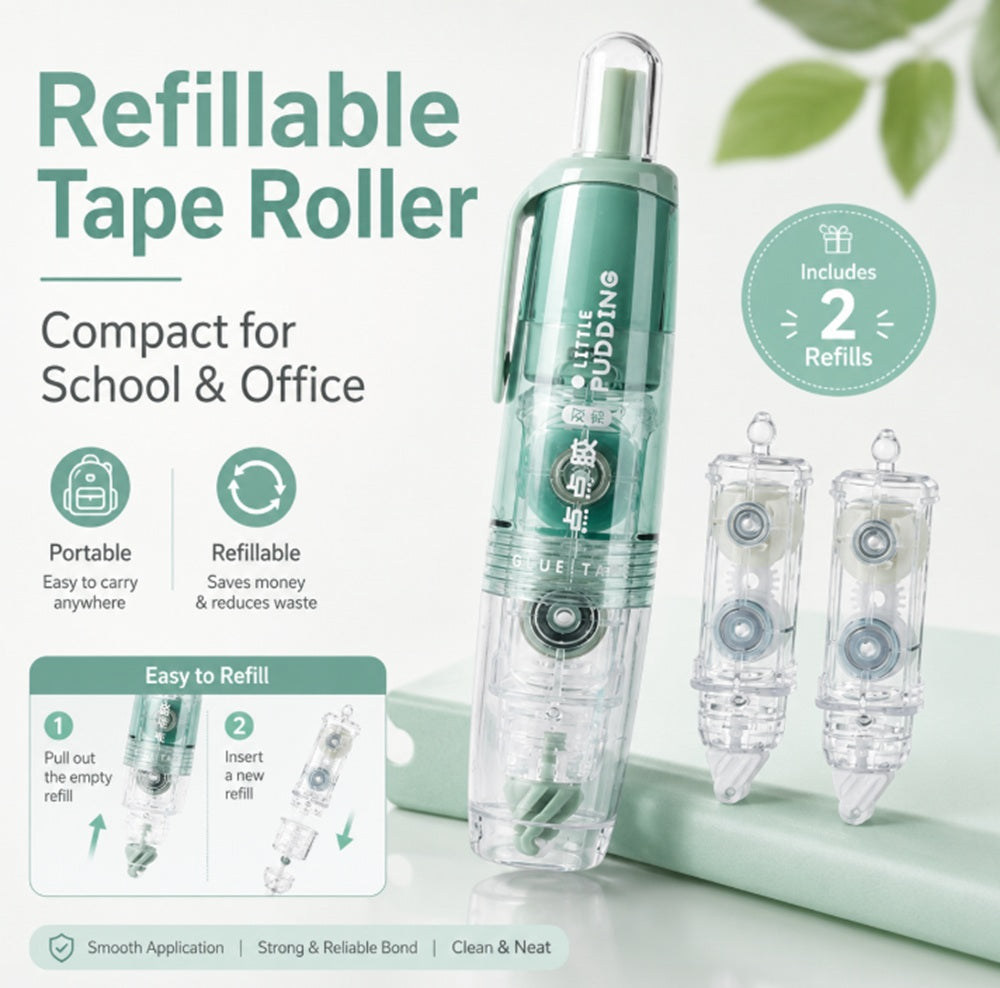Retractable Double-Sided Tape Runner with 2 Refills | TIKA