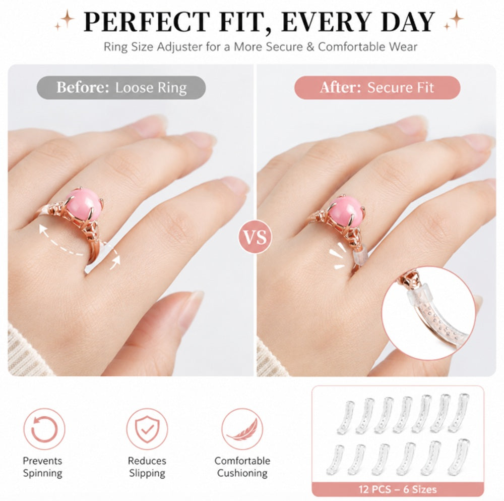 12-Pack Clear Silicone Ring Size Adjusters | TIKA