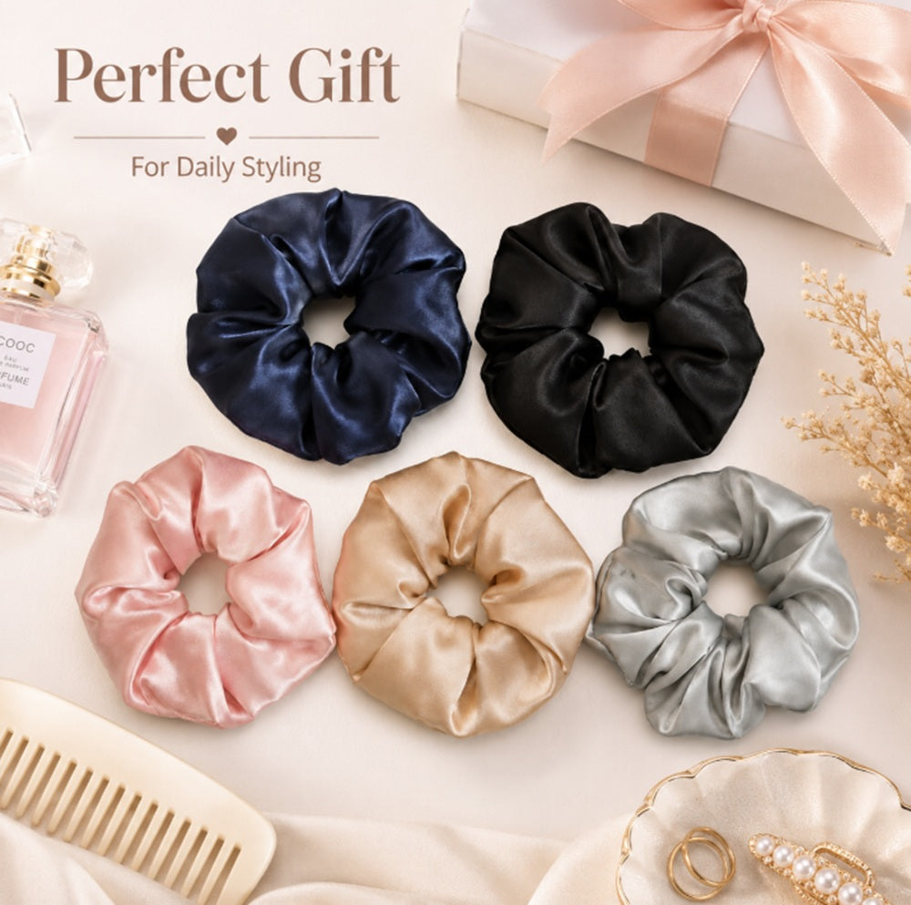 5-Pack Soft Satin Hair Scrunchies | TIKA