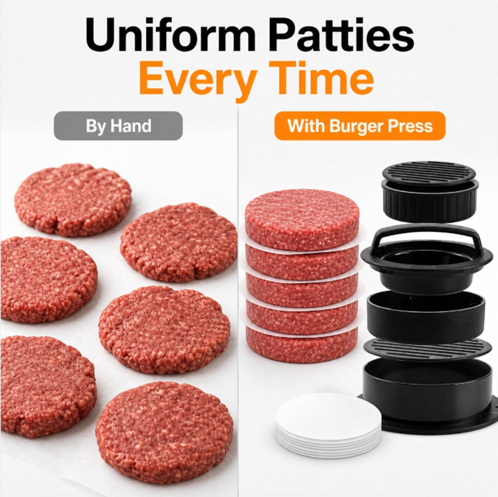 3-in-1 Stuffed Burger Press with 100 Papers | TIKA