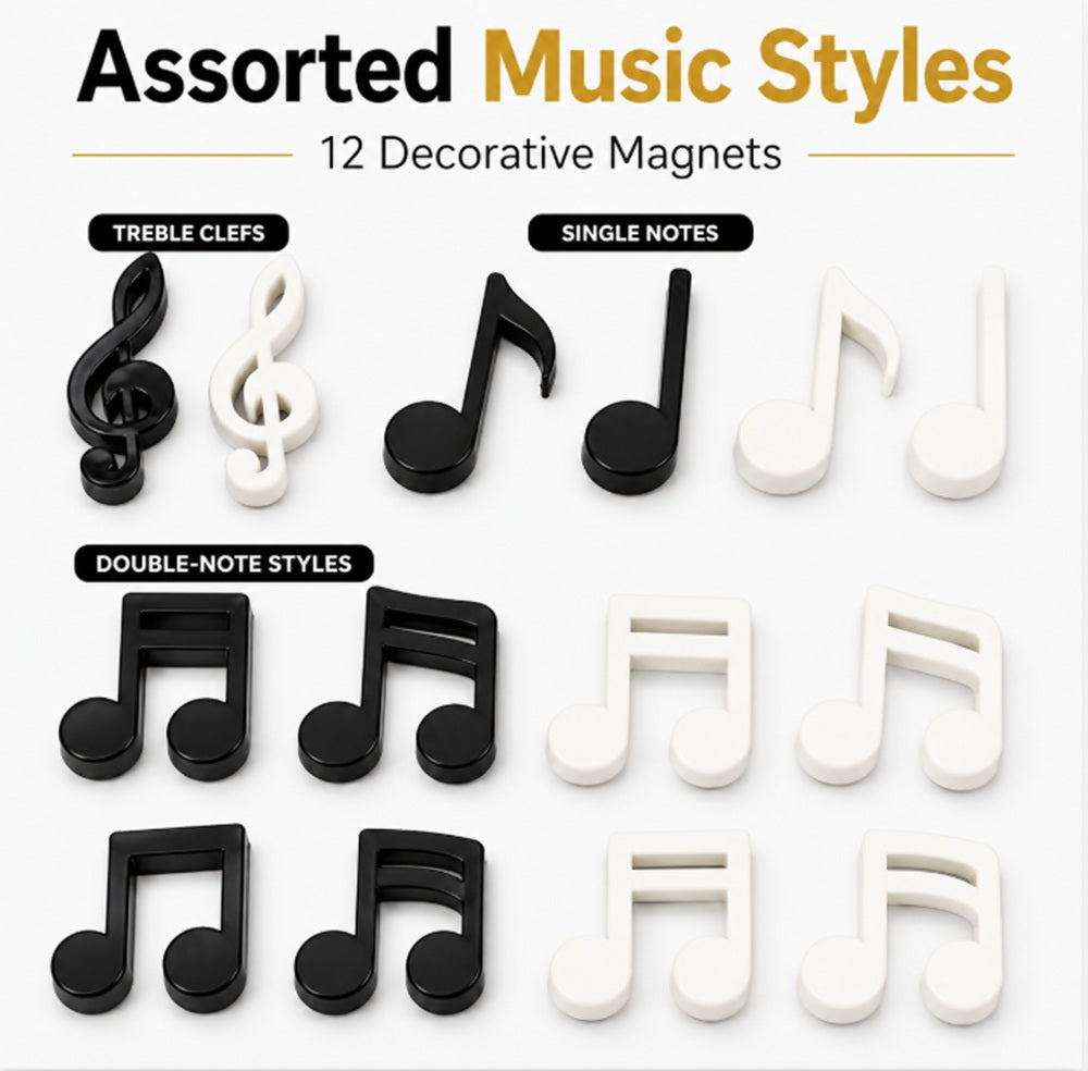 12-Pack Musical Note Fridge Magnets | TIKA