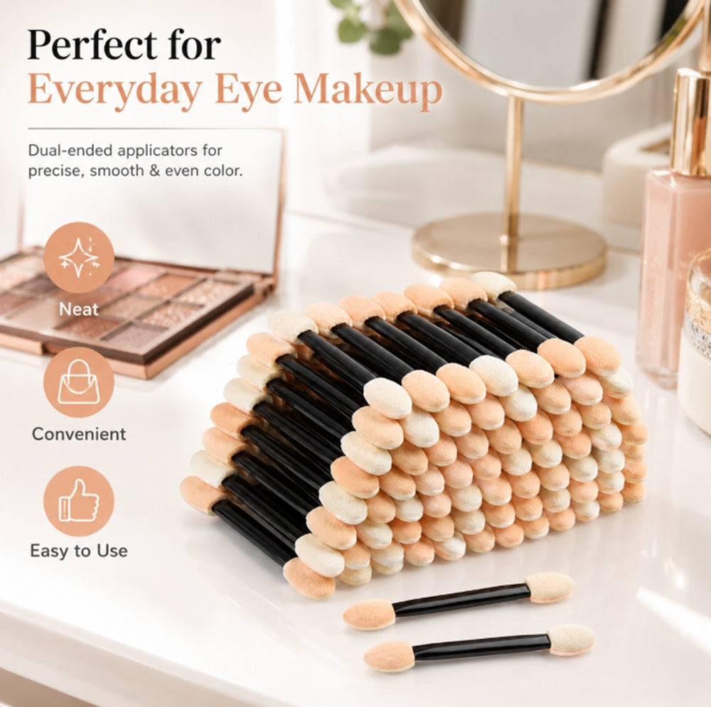 100-Pack Dual-Ended Disposable Eyeshadow Applicators | TIKA