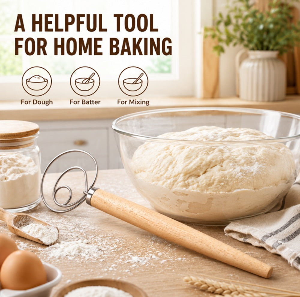 Stainless Steel Danish Dough Whisk for Bread & Pizza | TIKA