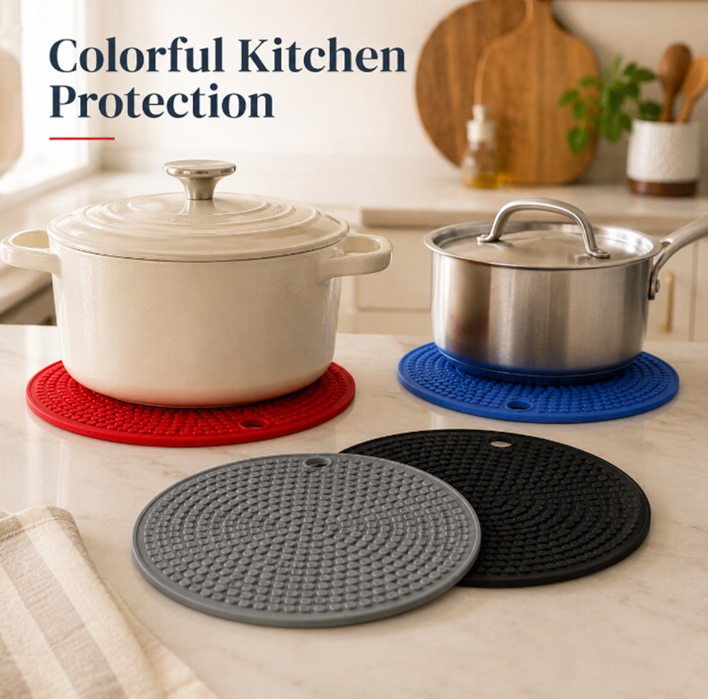 4-Pack Heat-Resistant Silicone Trivet Mats | TIKA