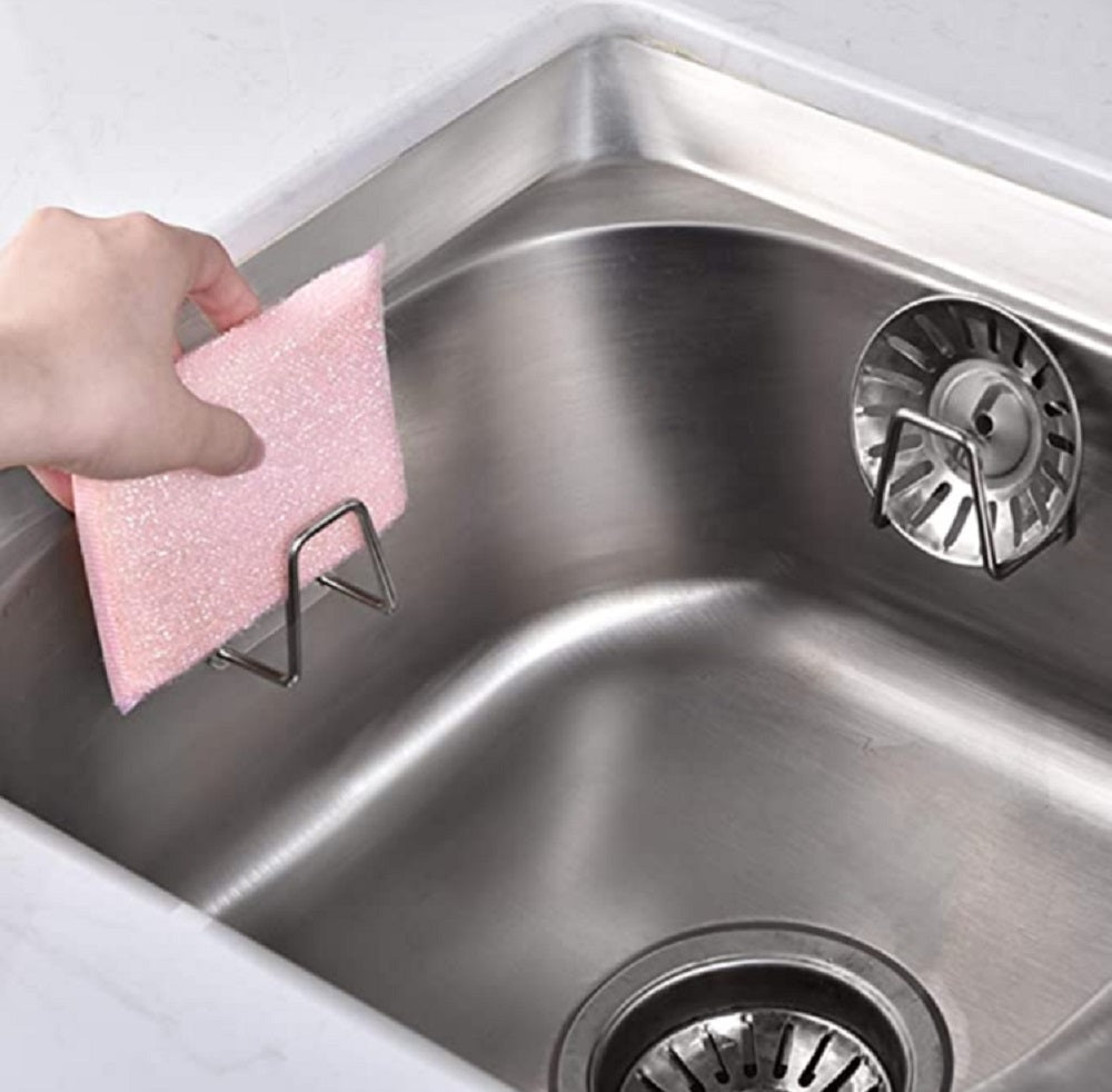 4-Pack Stainless Steel Adhesive Sink Sponge Holders | TIKA