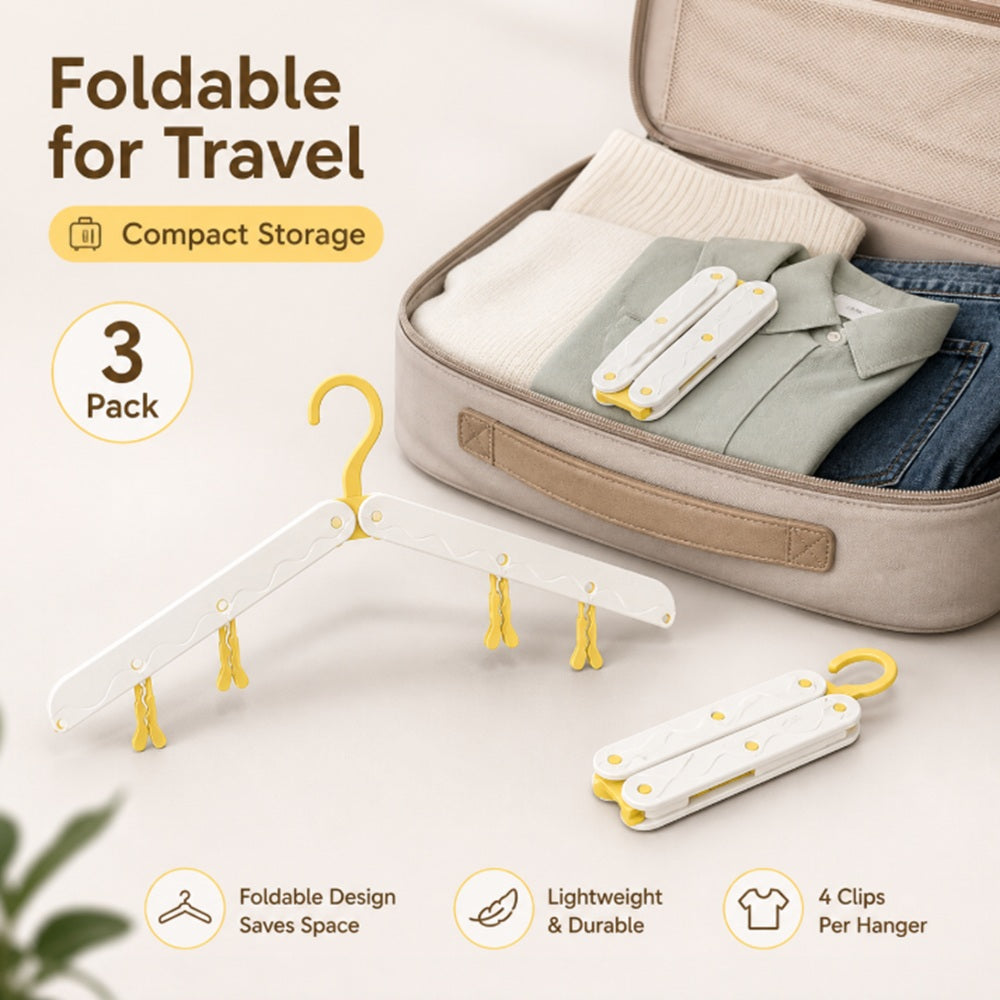 3-Pack Foldable Travel Clothes Hangers | TIKA