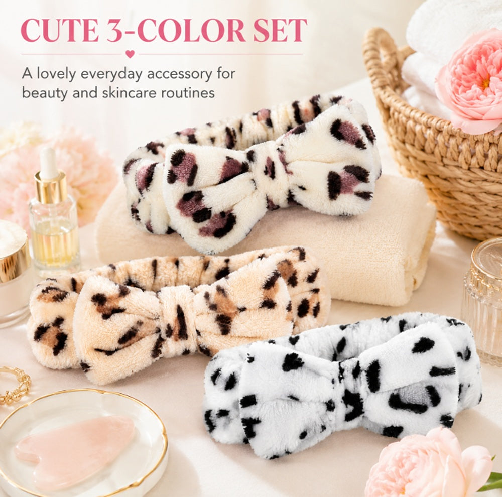 3-Pack Soft Microfiber Bow Spa Headbands for Women | TIKA
