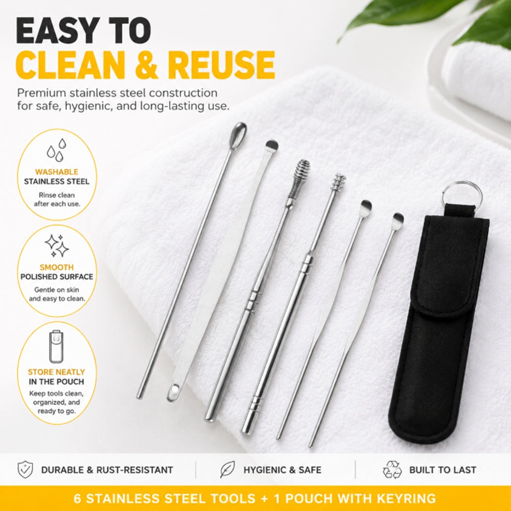 Reusable Ear Cleaning Tool Kit with Spiral & Spoon Tips | TIKA